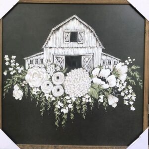Farmhouse decor Hollihock framed art work